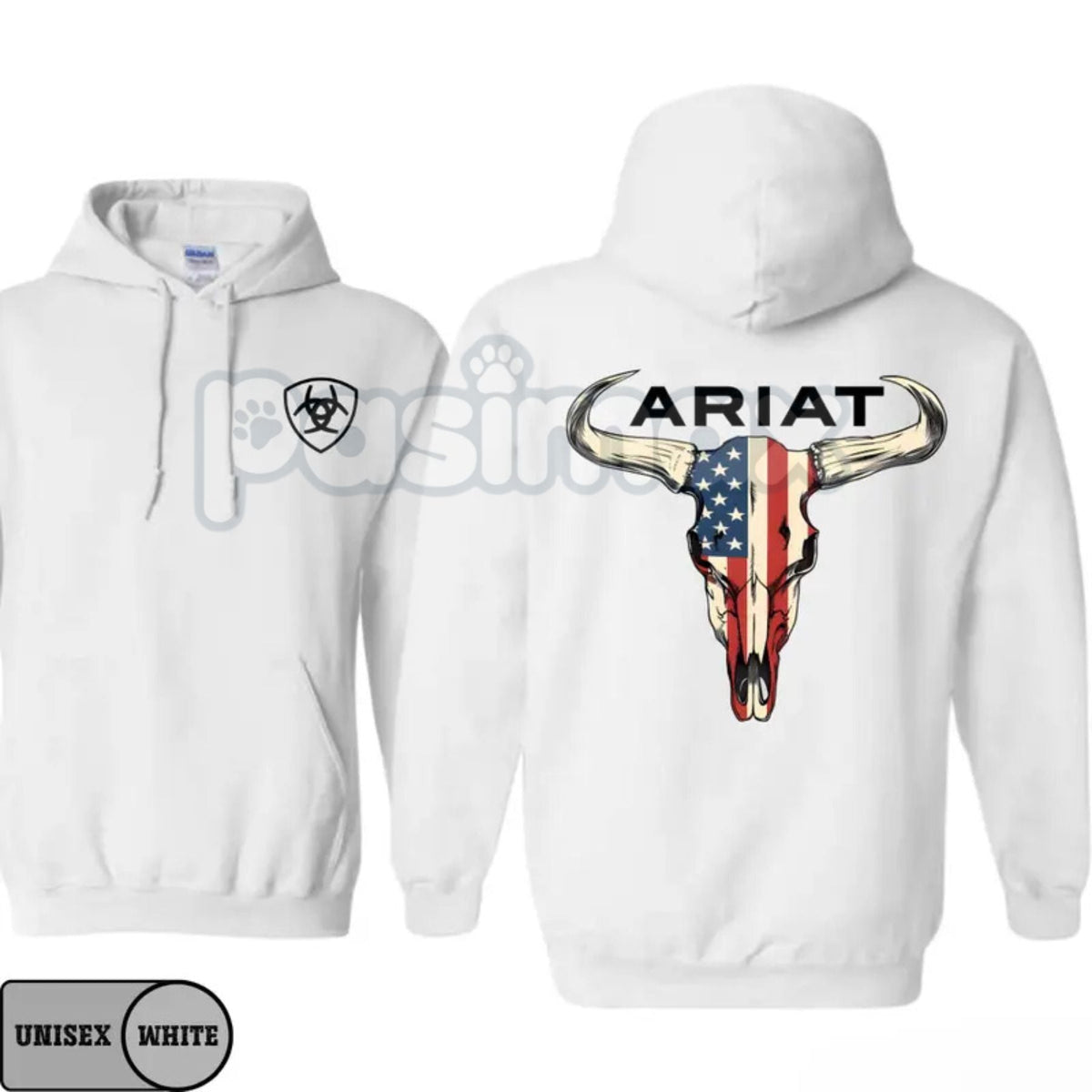 Ariat Hoodie – American Flag Bull Skull Western Cowboy Pullover, Patriotic & Rustic Outdoors Apparel, Unisex - Frontier Outfitters Frontier Outfitters