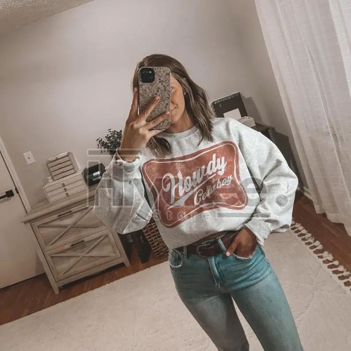 Howdy Cowboy Crewneck Sweatshirt: Howdy Western Sweatshirt, Yee Haw Sweater, Cowgirls Shirt, Country Cowboy T-Shirt, Western Clothes Gift - Frontier Outfitters Frontier Outfitters