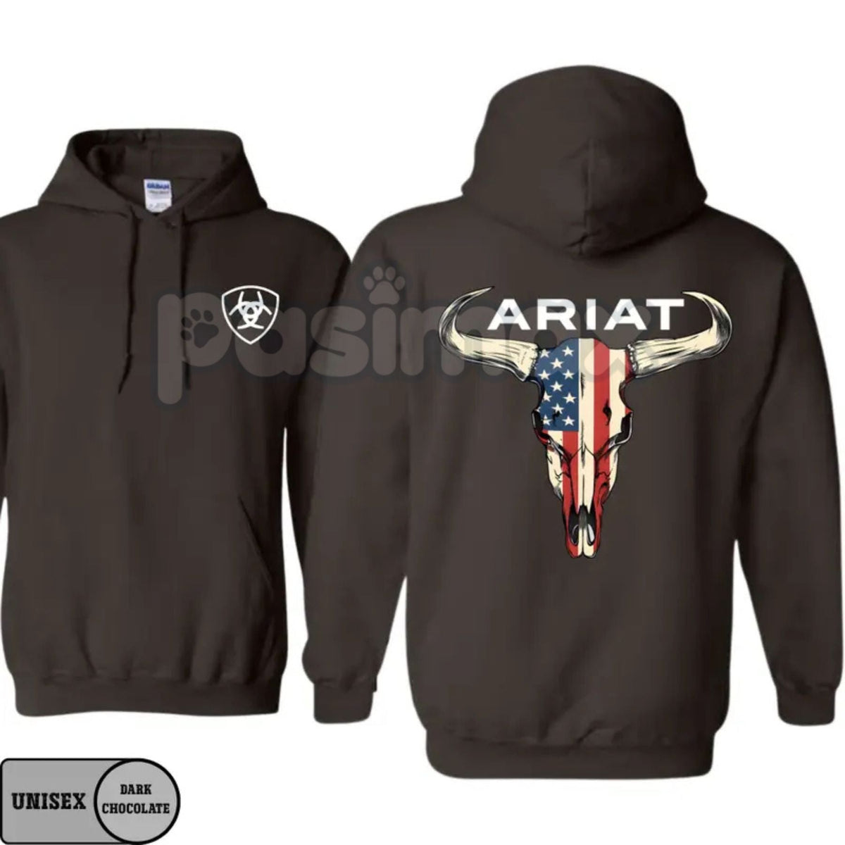 Ariat Hoodie – American Flag Bull Skull Western Cowboy Pullover, Patriotic & Rustic Outdoors Apparel, Unisex - Frontier Outfitters Frontier Outfitters