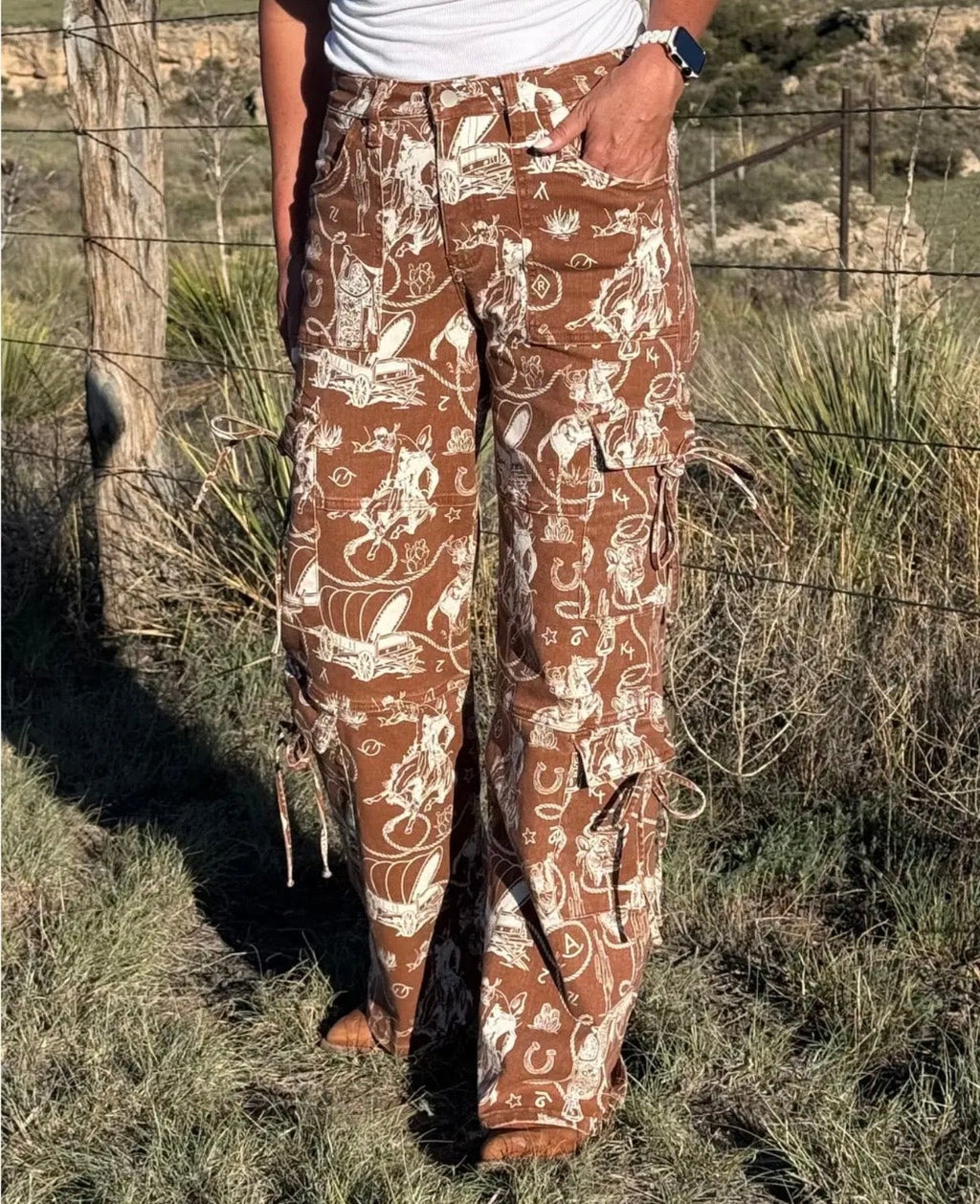 The Ranch Roundup Western Print Cargo Jeans - Frontier Outfitters Frontier Outfitters