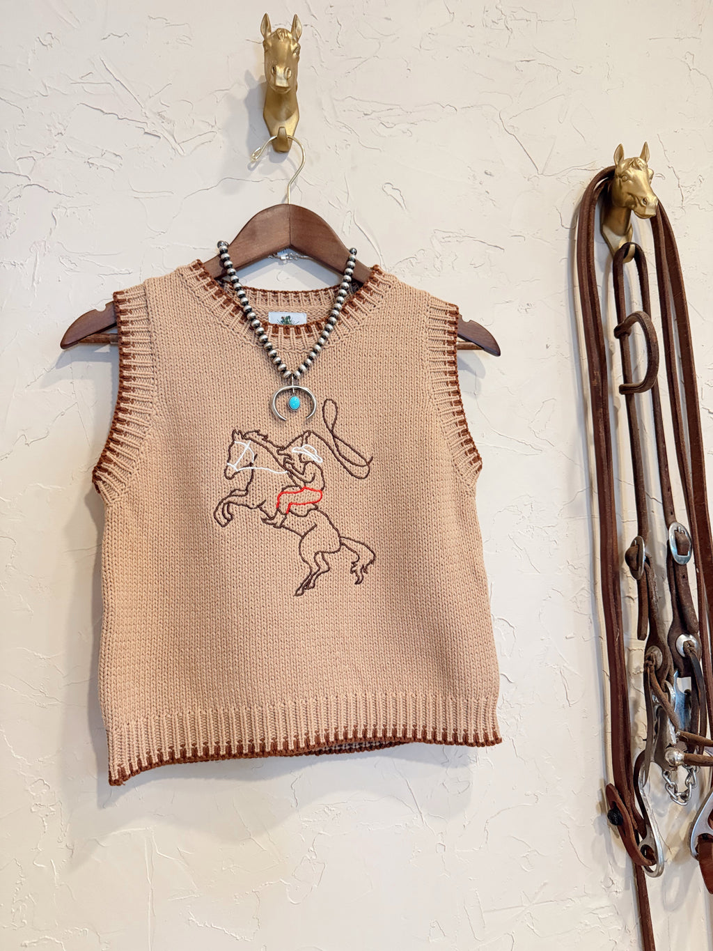 The Embroidered Roping Cowboy Sweater Vest - Frontier Outfitters Frontier Outfitters