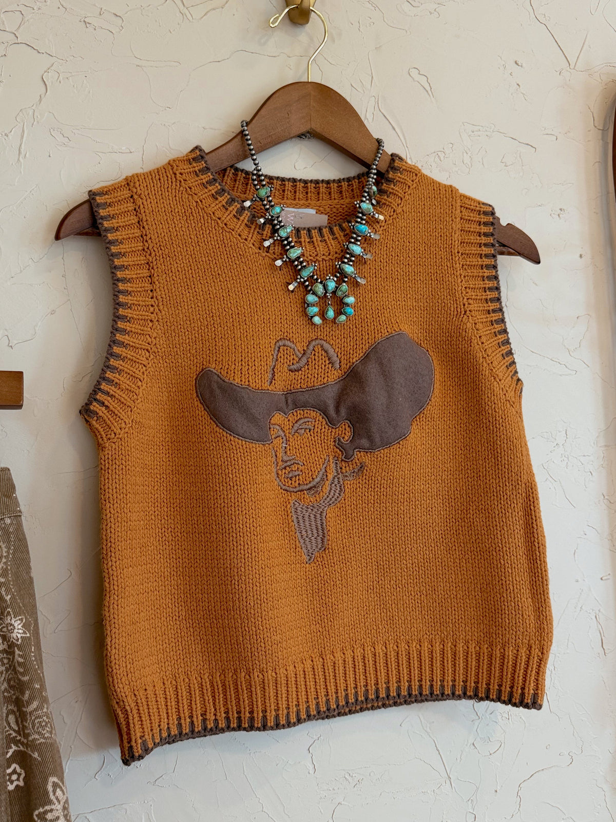 The Embroidered Big Hat Cowboy Sweater Vest - Frontier Outfitters Frontier Outfitters