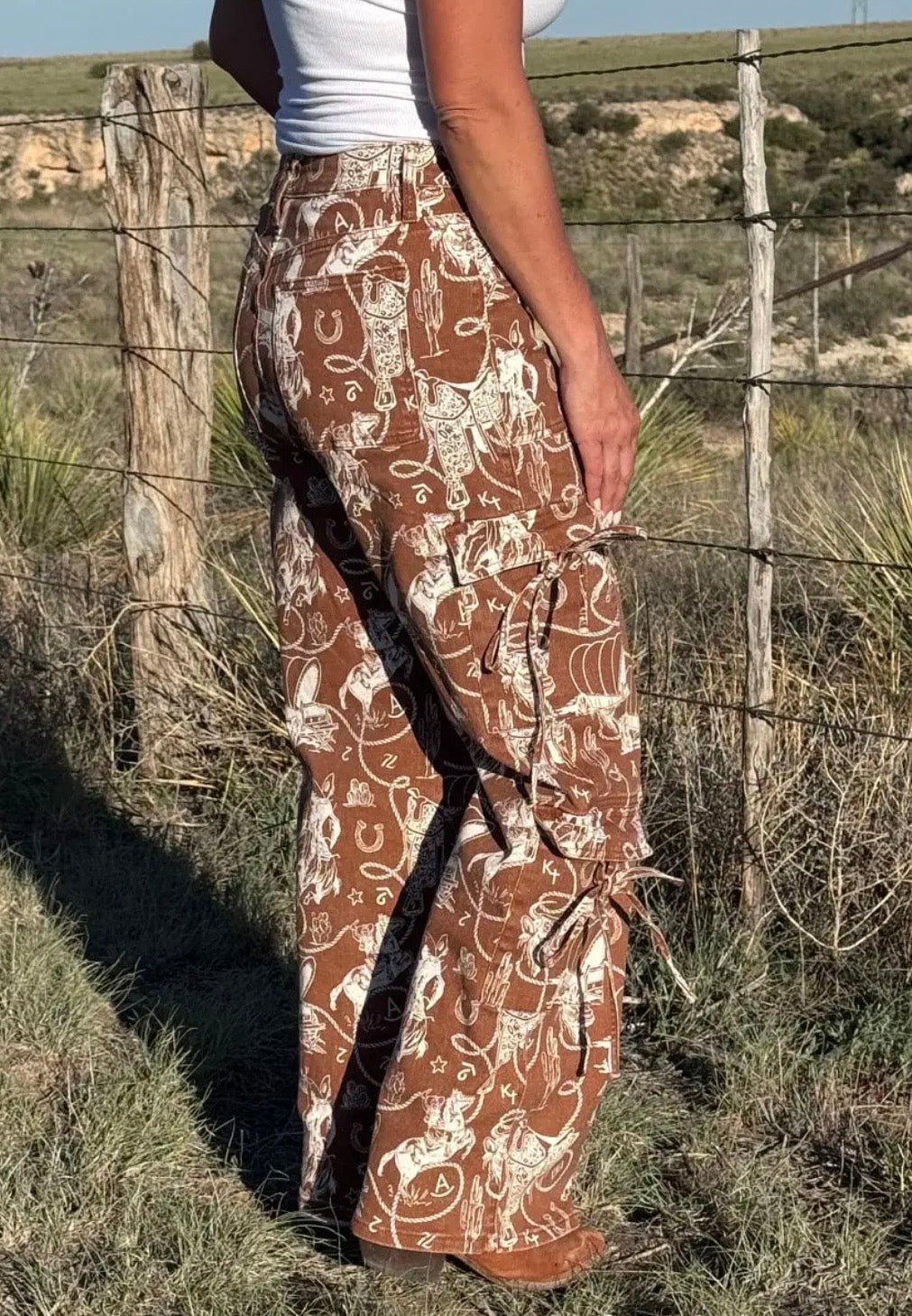 The Ranch Roundup Western Print Cargo Jeans - Frontier Outfitters Frontier Outfitters