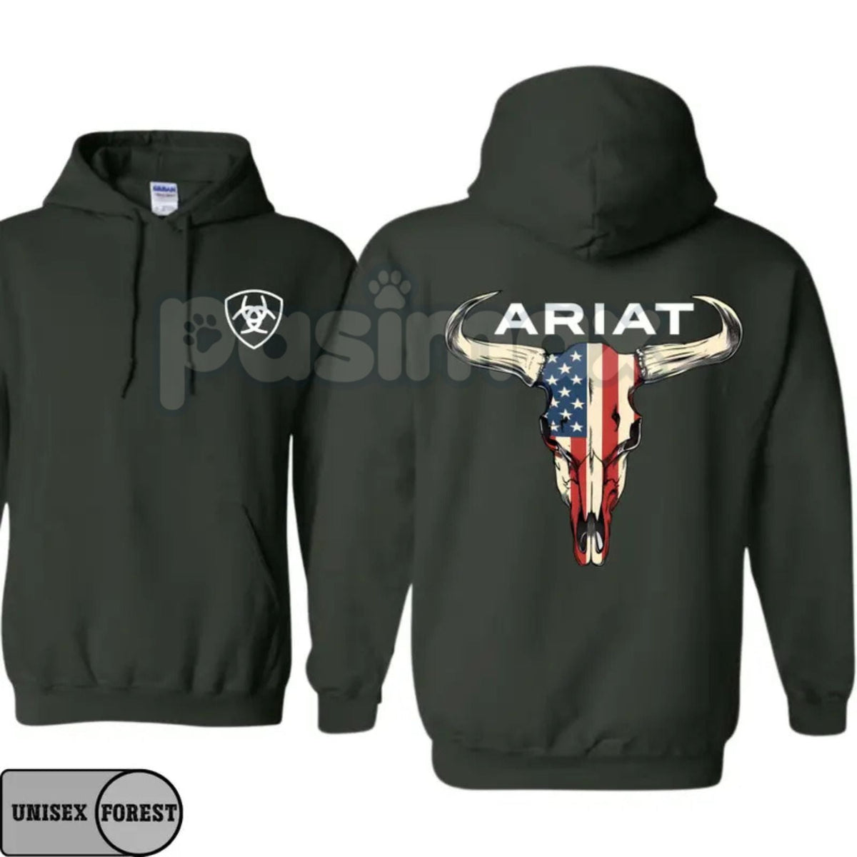 Ariat Hoodie – American Flag Bull Skull Western Cowboy Pullover, Patriotic & Rustic Outdoors Apparel, Unisex - Frontier Outfitters Frontier Outfitters