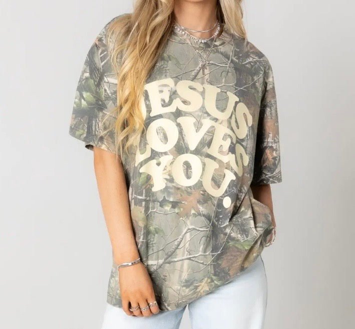 The Camo Jesus Loves You T-Shirt - Frontier Outfitters Frontier Outfitters