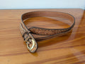 Tooled Leather Belt from Nocona Belt Co. - Apparel / Accessories (Leather, Metal Belt, Western, Country, Tan, Brown, Cream) - Frontier Outfitters Frontier Outfitters