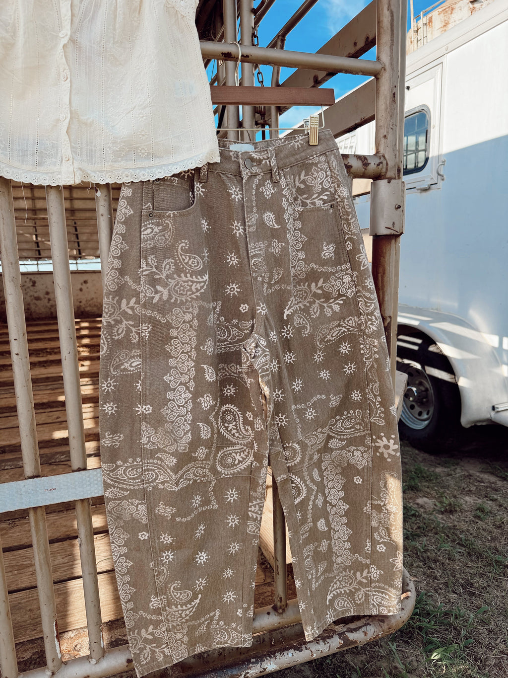 The Dun Paisley Barrel Jeans - Frontier Outfitters Frontier Outfitters