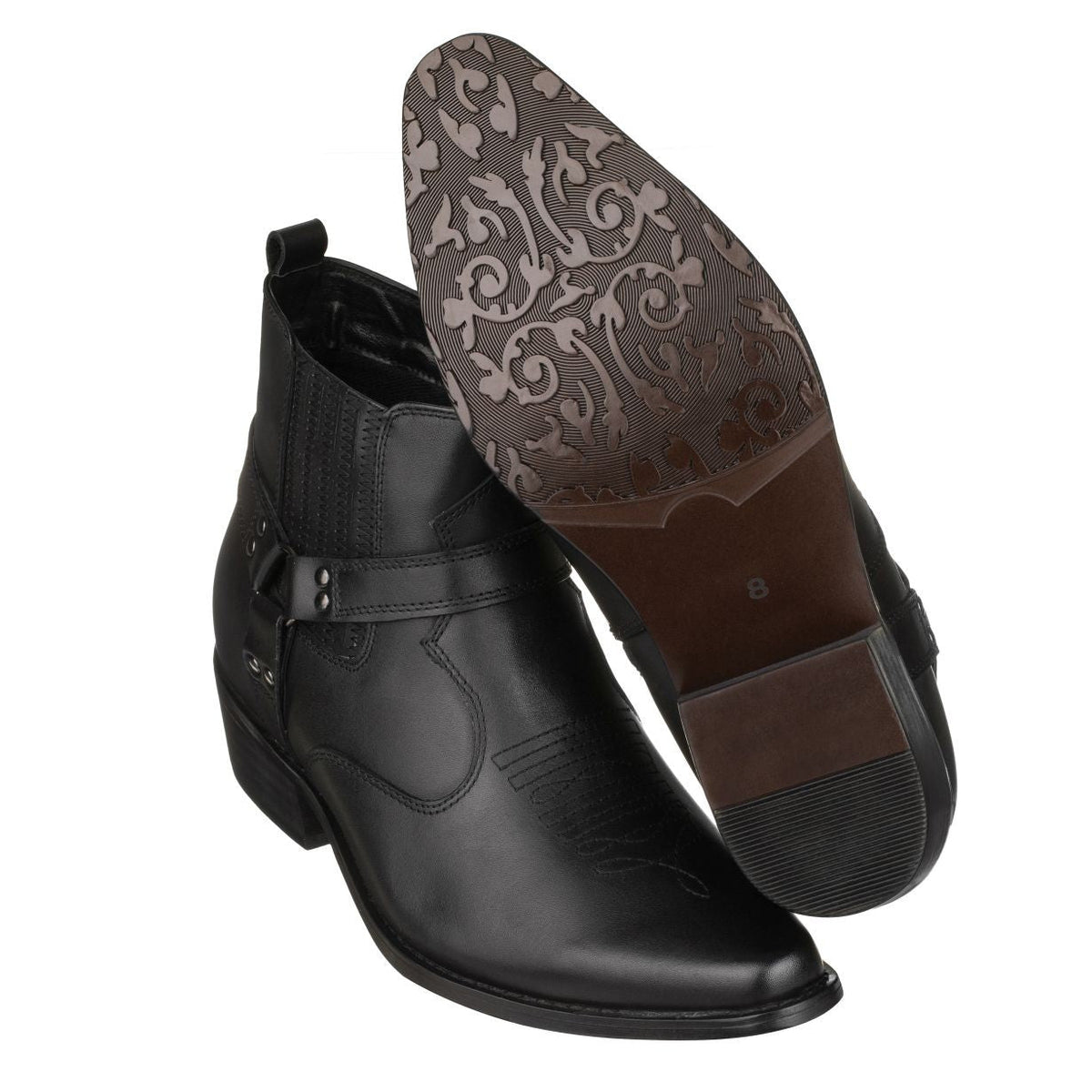CALTO - T8112 - 3.3 Inches Taller (Black) - Zipper Boots - Frontier Outfitters Frontier Outfitters
