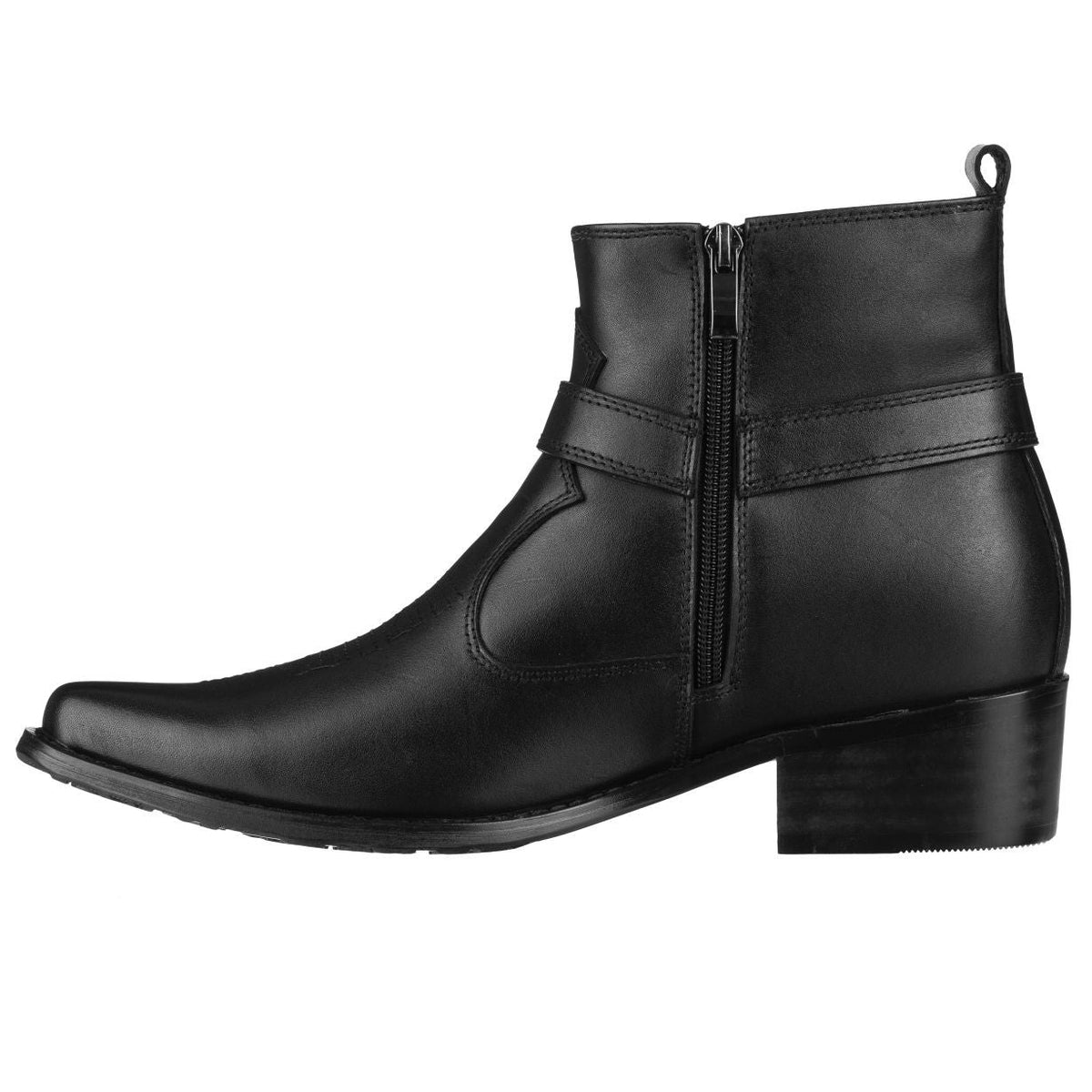 CALTO - T8112 - 3.3 Inches Taller (Black) - Zipper Boots - Frontier Outfitters Frontier Outfitters