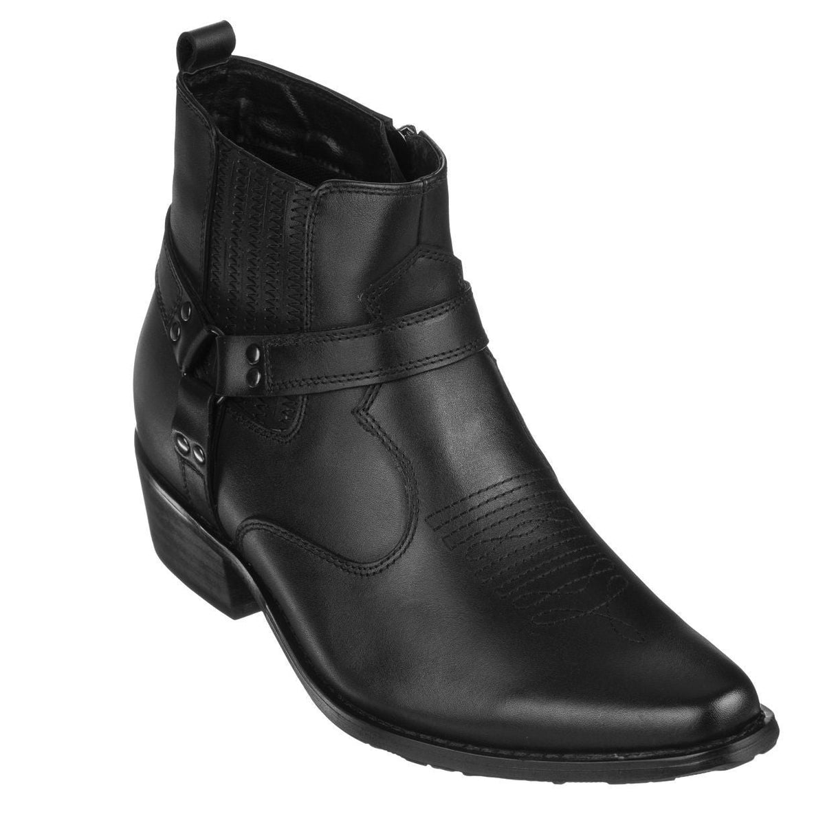 CALTO - T8112 - 3.3 Inches Taller (Black) - Zipper Boots - Frontier Outfitters Frontier Outfitters